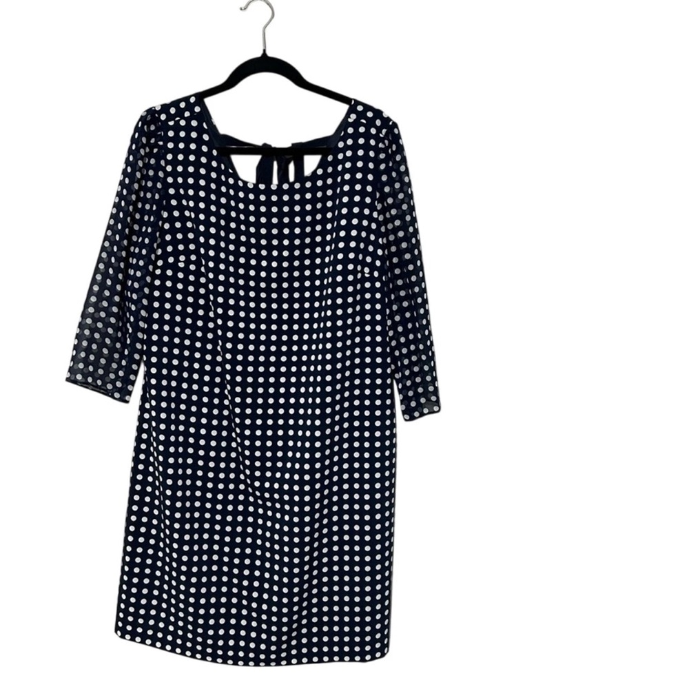 Karl Lagerfeld Blue White Polka Dot Shift Dress Size 16